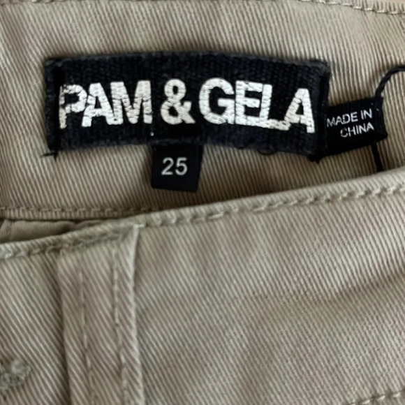 Pam & Gela Uniform Side Stripe Step Hem Pants in Wheat - Size 25 - NWT - Picture 6 of 11